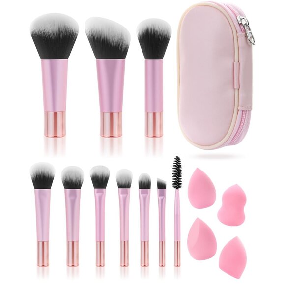 🆕Women Pink Portable Complete Function Cosmetic Kit Brush Pouch Foundation - Picture 1 of 6